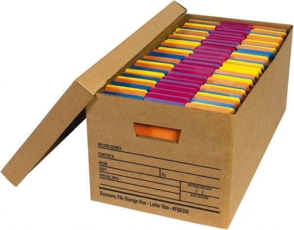 Made in USA - 1 Compartment, 12" Wide x 24" Deep, File Storage Boxes - Corrugated Cardboard, Kraft (Color) - USA Tool & Supply