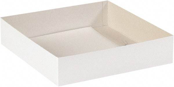 Made in USA - 14" Wide x 14" Long x 3" High Rectangle Chipboard Box - 1 Wall, White - USA Tool & Supply