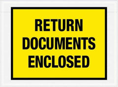 Value Collection - 1,000 Piece, 7-1/2" Long x 5-1/2" Wide, Packing List Envelope - Return Documents Enclosed, Yellow - USA Tool & Supply
