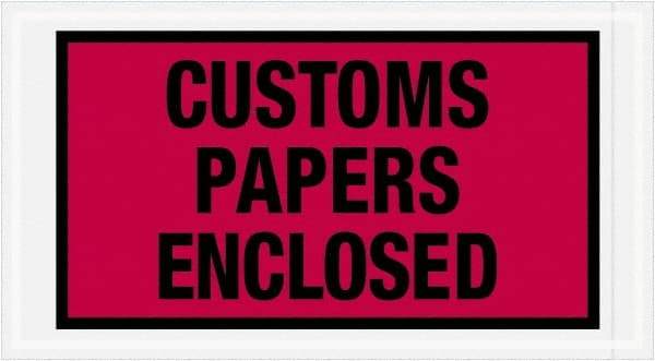 Value Collection - 1,000 Piece, 5-1/2" Long x 10" Wide, Packing List Envelope - Customs Papers Enclosed, Red - USA Tool & Supply