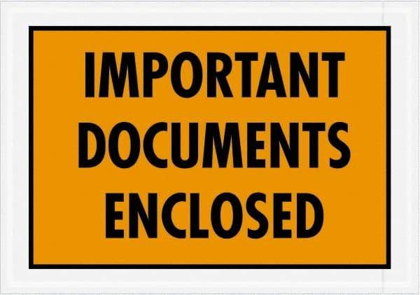 Value Collection - 1,000 Piece, 5-1/4" Long x 7-1/2" Wide, Packing List Envelope - Documents Enclosed, Orange - USA Tool & Supply