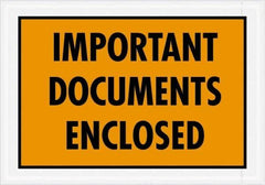 Value Collection - 1,000 Piece, 5-1/4" Long x 7-1/2" Wide, Packing List Envelope - Documents Enclosed, Orange - USA Tool & Supply