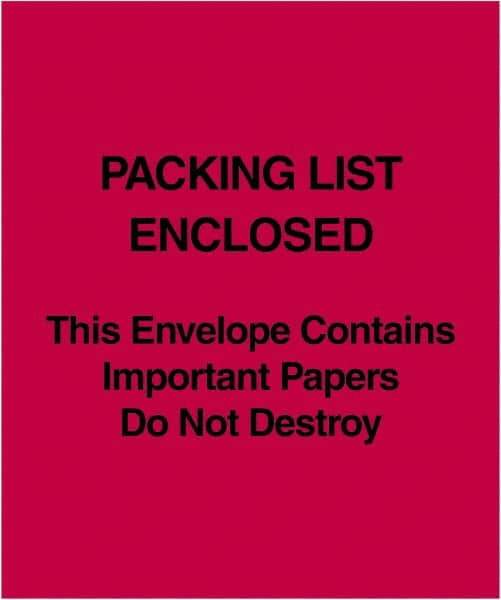 Value Collection - 1,000 Piece, 5" Long x 6" Wide, Packing List Envelope - Packing List Enclosed, Red - USA Tool & Supply