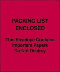 Value Collection - 1,000 Piece, 5" Long x 6" Wide, Packing List Envelope - Packing List Enclosed, Red - USA Tool & Supply