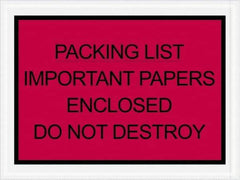 Value Collection - 1,000 Piece, 4-1/2" Long x 6" Wide, Packing List Envelope - Important Papers Enclosed, Red - USA Tool & Supply
