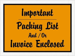 Value Collection - 1,000 Piece, 4-1/2" Long x 6" Wide, Packing List Envelope - Important Packing List And/Or Invoice Enclosed, Orange - USA Tool & Supply