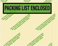 Value Collection - 1,000 Piece, 7" Long x 5-1/2" Wide, Packing List Envelope - Packing List Enclosed, Green - USA Tool & Supply