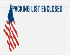 Value Collection - 1,000 Piece, 7" Long x 5-1/2" Wide, Packing List Envelope - Packing List Enclosed, Red, White & Blue - USA Tool & Supply