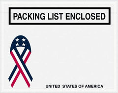 Value Collection - 1,000 Piece, 7" Long x 5-1/2" Wide, Packing List Envelope - Packing List Enclosed, Red, White & Blue - USA Tool & Supply