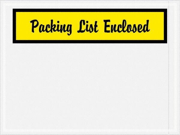 Value Collection - 1,000 Piece, 4-1/2" Long x 6" Wide, Packing List Envelope - Packing List Enclosed, Yellow - USA Tool & Supply
