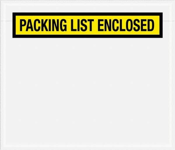 Value Collection - 1,000 Piece, 7" Long x 6" Wide, Packing List Envelope - Packing List Enclosed, Yellow - USA Tool & Supply