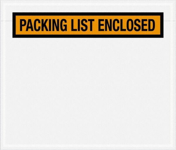 Value Collection - 1,000 Piece, 7" Long x 6" Wide, Packing List Envelope - Packing List Enclosed, Orange - USA Tool & Supply
