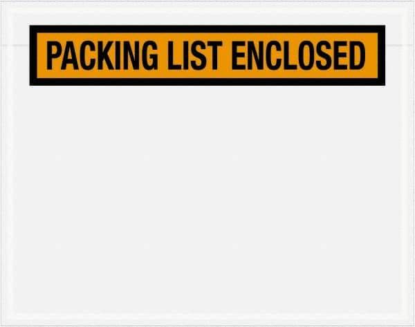 Value Collection - 1,000 Piece, 7" Long x 5-1/2" Wide, Packing List Envelope - Packing List Enclosed, Orange - USA Tool & Supply