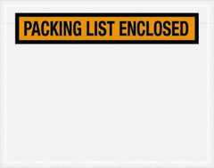 Value Collection - 1,000 Piece, 7" Long x 5-1/2" Wide, Packing List Envelope - Packing List Enclosed, Orange - USA Tool & Supply