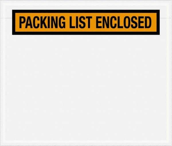 Value Collection - 1,000 Piece, 6-1/2" Long x 5" Wide, Packing List Envelope - Packing List Enclosed, Orange - USA Tool & Supply