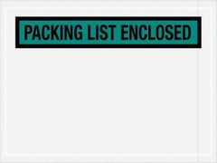 Value Collection - 1,000 Piece, 4-1/2" Long x 6" Wide, Packing List Envelope - Packing List Enclosed, Green - USA Tool & Supply