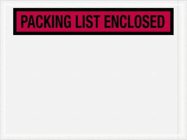 Value Collection - 1,000 Piece, 4-1/2" Long x 6" Wide, Packing List Envelope - Packing List Enclosed, Red - USA Tool & Supply