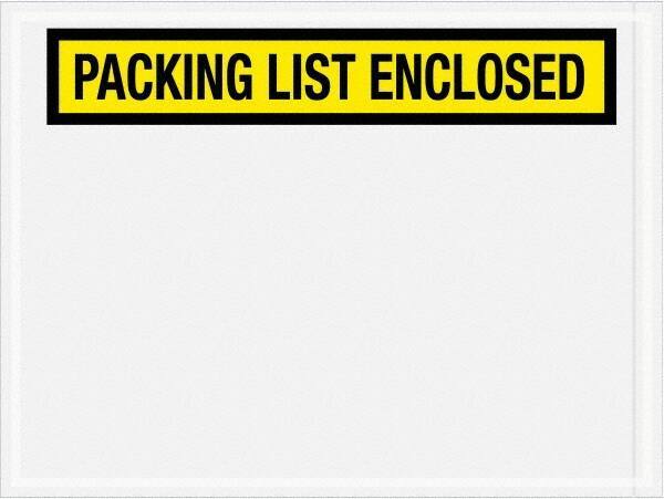 Value Collection - 1,000 Piece, 4-1/2" Long x 6" Wide, Packing List Envelope - Packing List Enclosed, Yellow - USA Tool & Supply