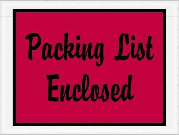 Value Collection - 1,000 Piece, 4-1/2" Long x 6" Wide, Packing List Envelope - Packing List Enclosed, Red - USA Tool & Supply