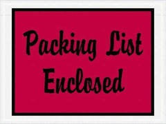 Value Collection - 1,000 Piece, 4-1/2" Long x 6" Wide, Packing List Envelope - Packing List Enclosed, Red - USA Tool & Supply