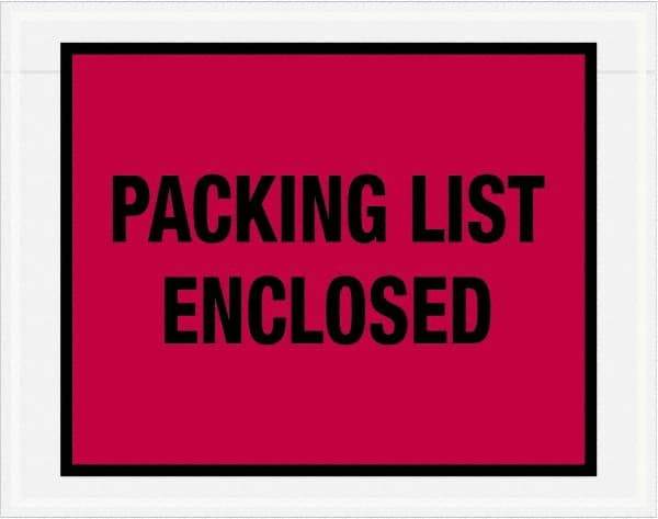 Value Collection - 1,000 Piece, 7" Long x 5-1/2" Wide, Packing List Envelope - Packing List Enclosed, Red - USA Tool & Supply