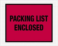 Value Collection - 1,000 Piece, 7" Long x 5-1/2" Wide, Packing List Envelope - Packing List Enclosed, Red - USA Tool & Supply
