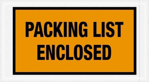 Value Collection - 1,000 Piece, 5-1/2" Long x 10" Wide, Packing List Envelope - Packing List Enclosed, Orange - USA Tool & Supply