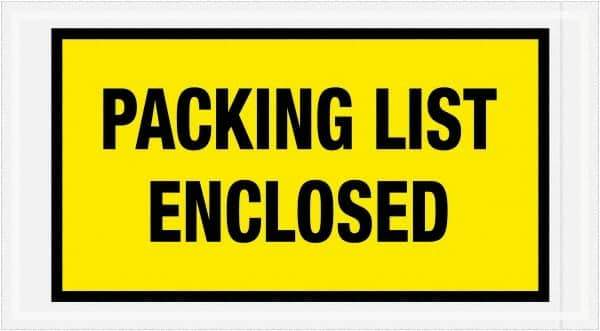 Value Collection - 1,000 Piece, 5-1/2" Long x 10" Wide, Packing List Envelope - Packing List Enclosed, Yellow - USA Tool & Supply