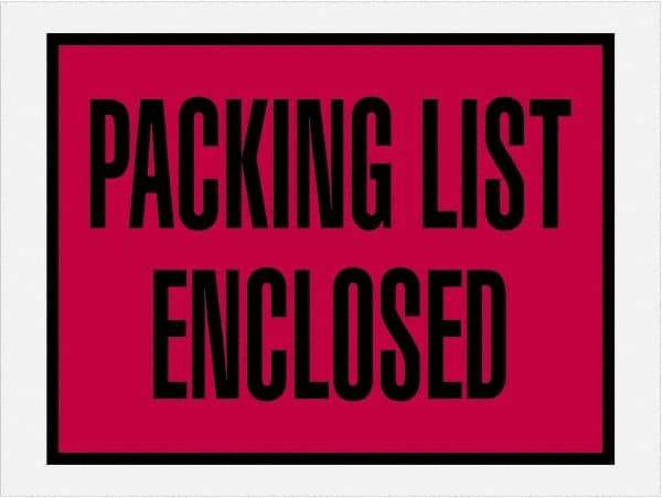 Value Collection - 1,000 Piece, 4-1/2" Long x 6" Wide, Packing List Envelope - Packing List Enclosed, Red - USA Tool & Supply