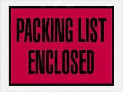 Value Collection - 1,000 Piece, 4-1/2" Long x 6" Wide, Packing List Envelope - Packing List Enclosed, Red - USA Tool & Supply