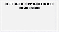Value Collection - 1,000 Piece, 6" Long x 11" Wide, Packing List Envelope - Certificate of Compliance Enclosed, Printed Clear - USA Tool & Supply