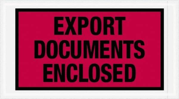 Value Collection - 1,000 Piece, 5-1/2" Long x 10" Wide, Packing List Envelope - Export Documents Enclosed, Red - USA Tool & Supply