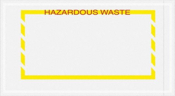 Value Collection - 1,000 Piece, 5-1/2" Long x 10" Wide, Packing List Envelope - Hazardous Waste, Yellow - USA Tool & Supply