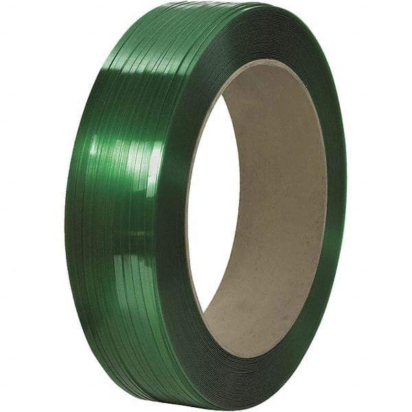 Made in USA - 10,500' Long x 1/2" Wide, Coil Case Polyester Hand Strapping - 500 Lb Capacity, 0.018" Thick - USA Tool & Supply