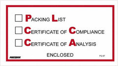 Value Collection - 1,000 Piece, 5-1/2" Long x 10" Wide, Packing List Envelope - Packing List/Certificate of Compliance/Certificate of Analysis Enclosed, Red/Black - USA Tool & Supply