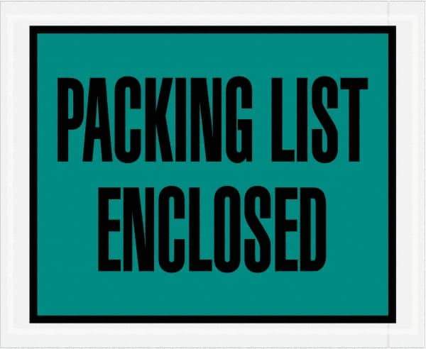 Value Collection - 1,000 Piece, 4-1/2" Long x 5-1/2" Wide, Packing List Envelope - Packing List Enclosed, Green - USA Tool & Supply