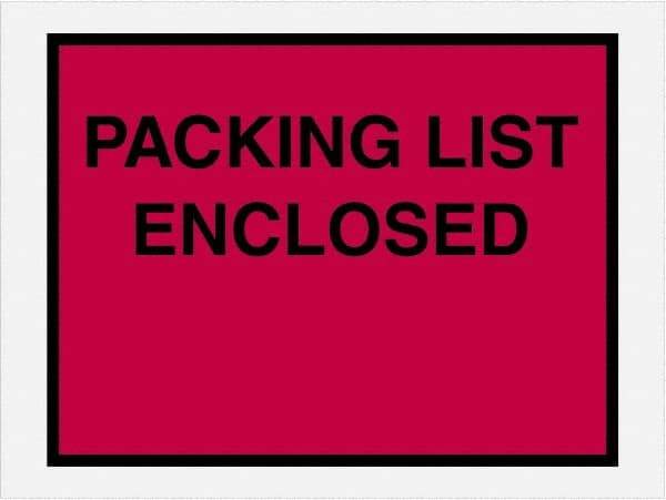 Value Collection - 1,000 Piece, 4-1/2" Long x 6" Wide, Packing List Envelope - Packing List Enclosed, Red - USA Tool & Supply