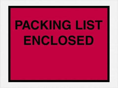 Value Collection - 1,000 Piece, 4-1/2" Long x 6" Wide, Packing List Envelope - Packing List Enclosed, Red - USA Tool & Supply