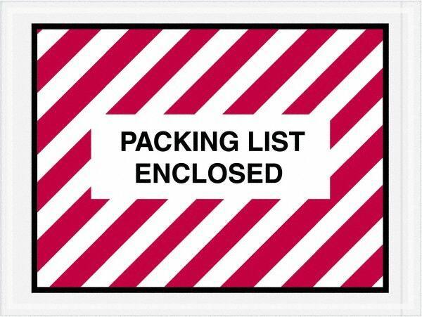 Value Collection - 1,000 Piece, 4-1/2" Long x 6" Wide, Packing List Envelope - Packing List Enclosed, Red/White - USA Tool & Supply