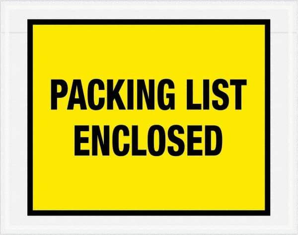 Value Collection - 1,000 Piece, 7" Long x 5-1/2" Wide, Packing List Envelope - Packing List Enclosed, Yellow - USA Tool & Supply