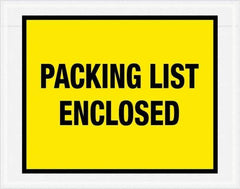 Value Collection - 1,000 Piece, 7" Long x 5-1/2" Wide, Packing List Envelope - Packing List Enclosed, Yellow - USA Tool & Supply
