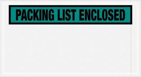Value Collection - 1,000 Piece, 5-1/2" Long x 10" Wide, Packing List Envelope - Packing List Enclosed, Green - USA Tool & Supply