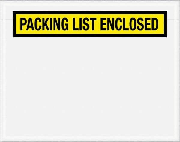 Value Collection - 1,000 Piece, 7" Long x 5-1/2" Wide, Packing List Envelope - Packing List Enclosed, Yellow - USA Tool & Supply