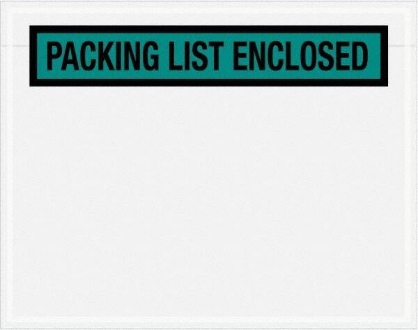 Value Collection - 1,000 Piece, 7" Long x 5-1/2" Wide, Packing List Envelope - Packing List Enclosed, Green - USA Tool & Supply