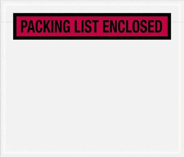 Value Collection - 1,000 Piece, 7" Long x 6" Wide, Packing List Envelope - Packing List Enclosed, Red - USA Tool & Supply