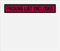Value Collection - 1,000 Piece, 7" Long x 6" Wide, Packing List Envelope - Packing List Enclosed, Red - USA Tool & Supply