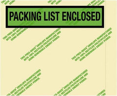 Value Collection - 1,000 Piece, 4-1/2" Long x 5-1/2" Wide, Packing List Envelope - Packing List Enclosed, Green - USA Tool & Supply