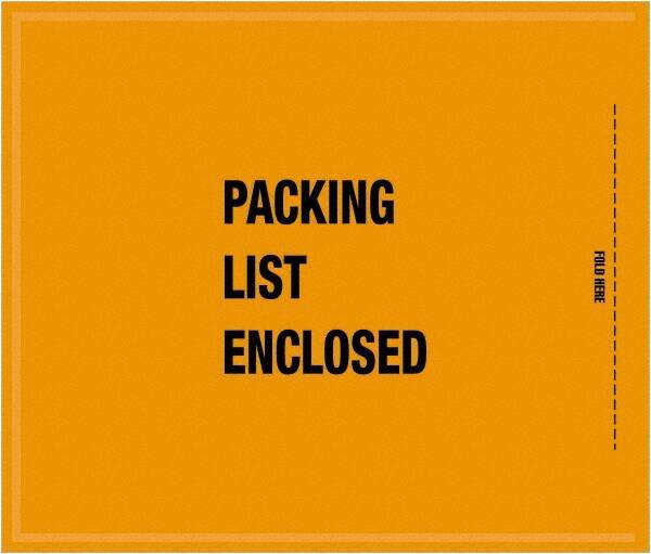 Value Collection - 1,000 Piece, 8-1/2" Long x 10" Wide, Packing List Envelope - Packing List Enclosed, Orange - USA Tool & Supply