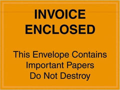 Value Collection - 1,000 Piece, 4-1/2" Long x 6" Wide, Packing List Envelope - Important Papers Enclosed, Orange - USA Tool & Supply