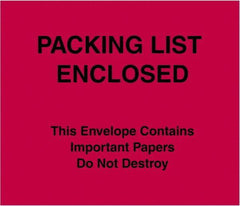 Value Collection - 1,000 Piece, 7" Long x 6" Wide, Packing List Envelope - Packing List Enclosed, Red - USA Tool & Supply